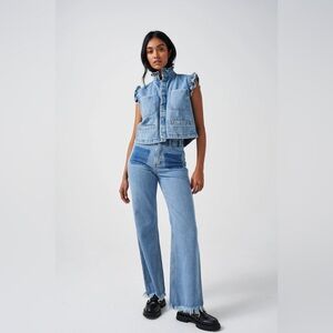 Seventy + Mochi Mabel Patch Pocket Wide Leg Flare Jeans in Rodeo Vintage